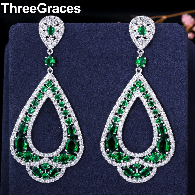 ThreeGraces European Style Green CZ Crystal Setting Vintage Long Big Dangling Drop Engagement Party Earring for Women Gift ER024
ThreeGraces European Style Green CZ Crystal Setting Vintage Long Big Dangling Drop Engagement Party Earring for Women Gift ER024