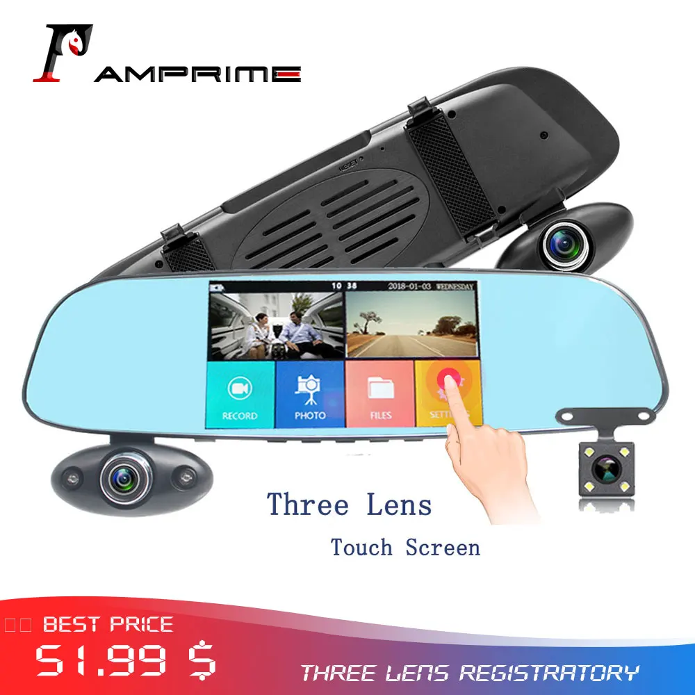 AMPrime 5 Inch Car Dvr Three Lens Registratory Dvr Camera 1080P Auto Rearview Mirror Digital Video Recorder Camcorder Dashcam
AMPrime 5 Inch Car Dvr Three Lens Registratory Dvr Camera 1080P Auto Rearview Mirror Digital Video Recorder Camcorder Dashcam