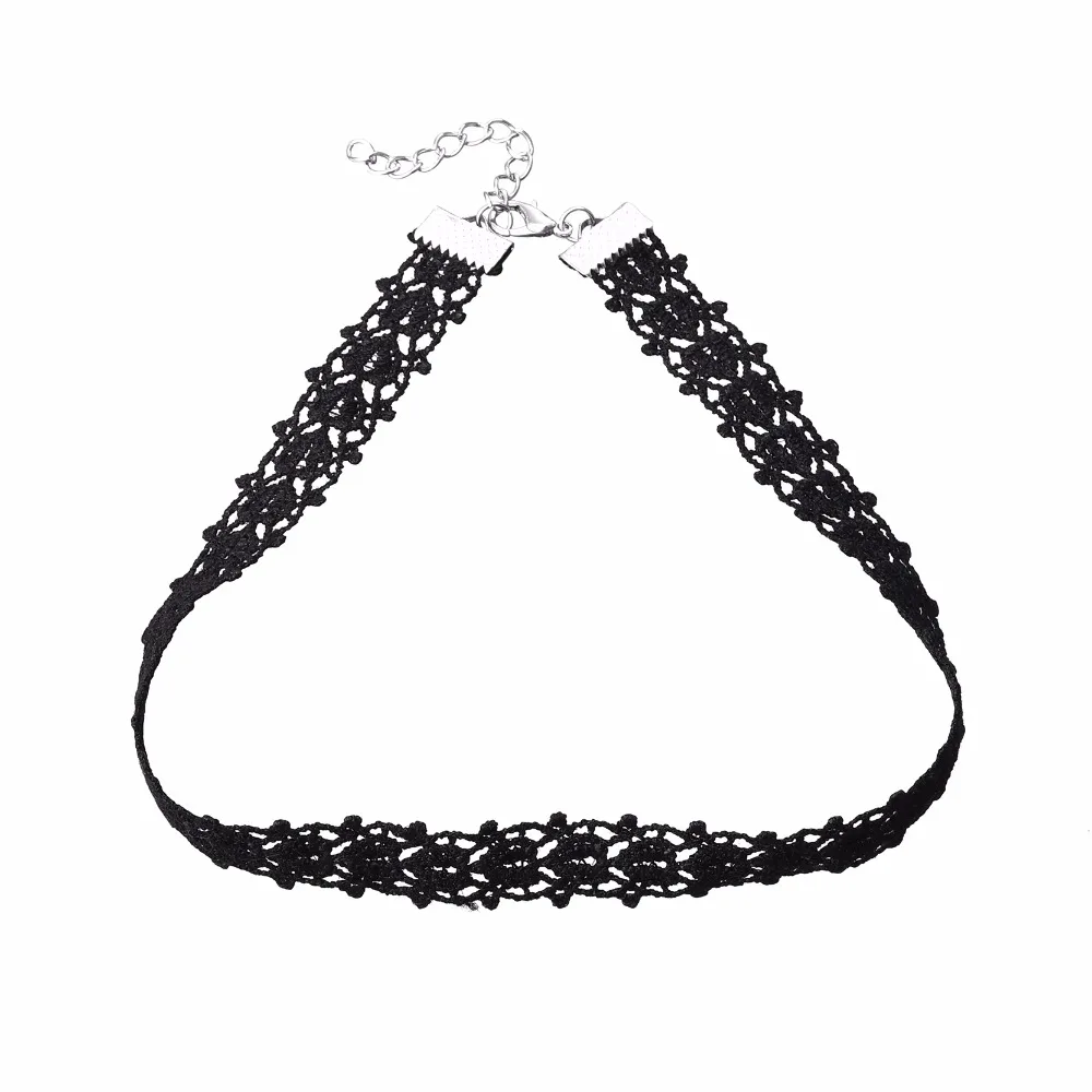 Polyester Lace Heart Charm Choker Necklaces 6