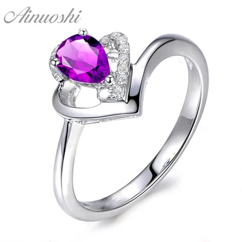 AINUOSHI Natural Amethyst Teardrop Ring 1ct Pear Cut Gems 925 Sterling Silver Hollow Ring Engagement Party Jewelry Women Ring
AINUOSHI Natural Amethyst Teardrop Ring 1ct Pear Cut Gems 925 Sterling Silver Hollow Ring Engagement Party Jewelry Women Ring