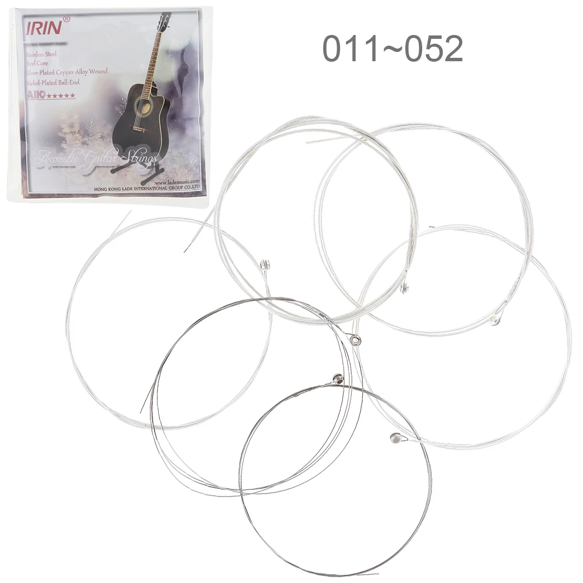 IRIN 6pcs/set Acoustic Flok Guitar String 011-052 Inch Steel Core Silver-Plated Copper Alloy with Nickel-Plated Ball-End
IRIN 6pcs/set Acoustic Flok Guitar String 011-052 Inch Steel Core Silver-Plated Copper Alloy with Nickel-Plated Ball-End
