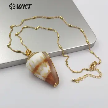 WT-JN092 Big Trumpet Shell Necklace White Brown Color Shell Pendant With 18Inch Gold Necklace Natural Sea Shell Necklace Jewelry
WT-JN092 Big Trumpet Shell Necklace White Brown Color Shell Pendant With 18Inch Gold Necklace Natural Sea Shell Necklace Jewelry