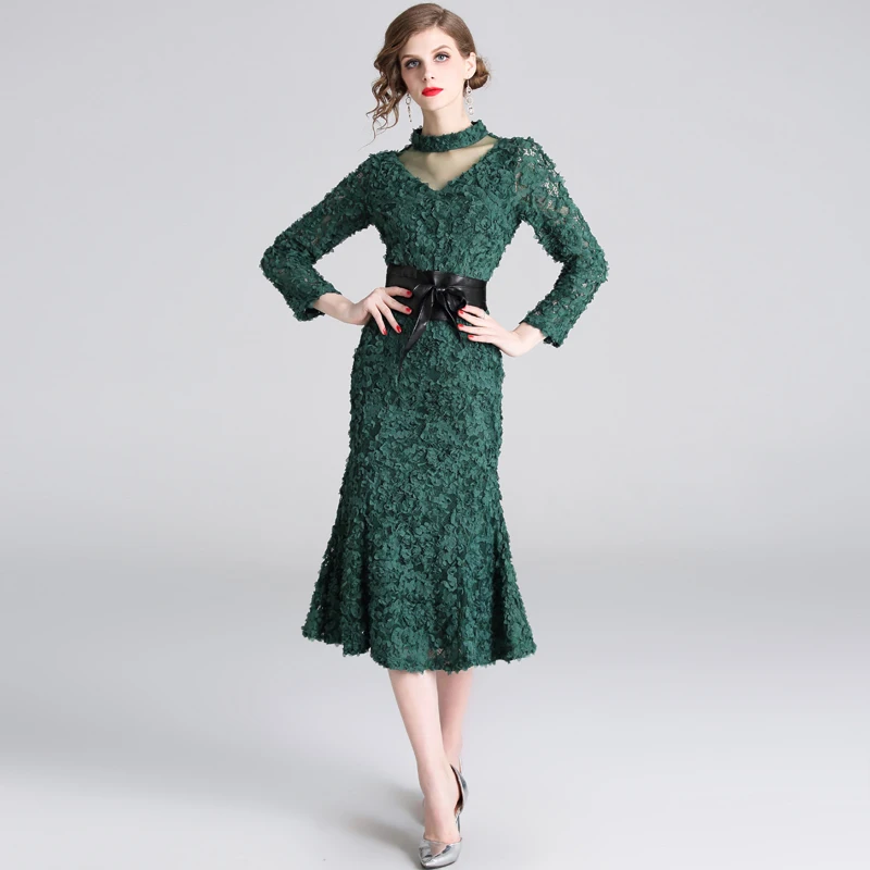 Vintage Three-dimensional Floral Women Dress O-neck Transparent Slim Waist Female Bodycon Dress Green Ruffles Elegant Vestidos
Vintage Three-dimensional Floral Women Dress O-neck Transparent Slim Waist Female Bodycon Dress Green Ruffles Elegant Vestidos