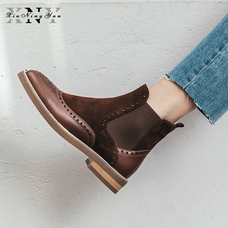 Vintage Women Boots England Style Genuine Leather Luxury Female Ankle Boots Kid Suede Low Heels Brogue Shoes Winter Warm Boots
Vintage Women Boots England Style Genuine Leather Luxury Female Ankle Boots Kid Suede Low Heels Brogue Shoes Winter Warm Boots