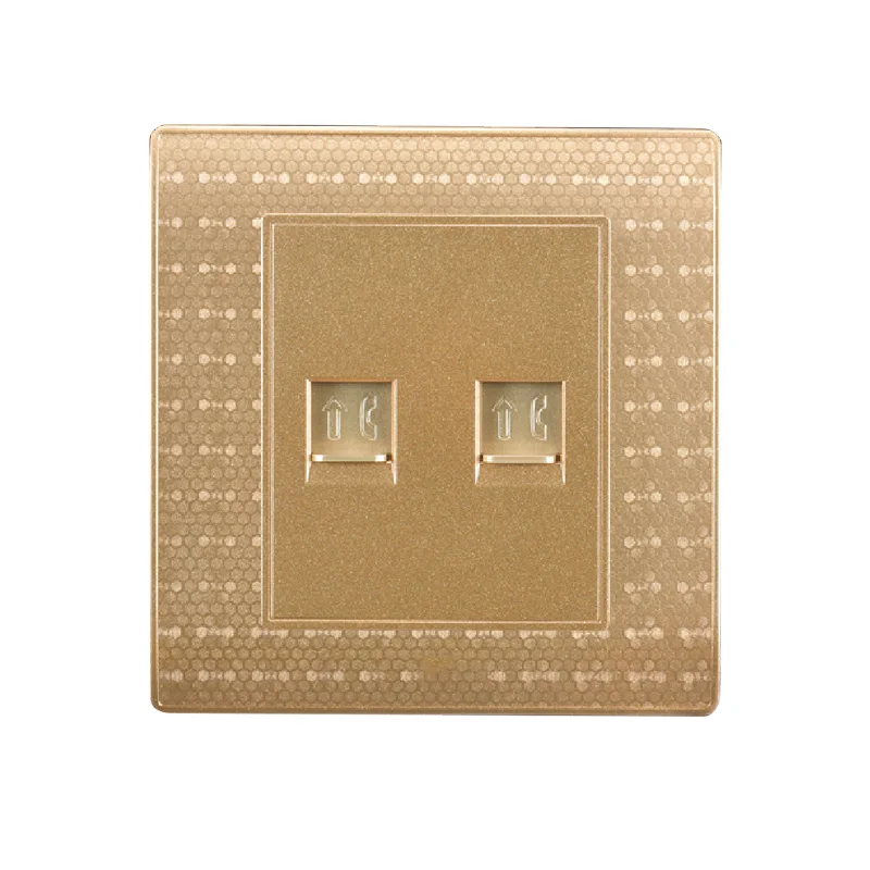 Bcsongben Type 86 Luxurious Champagne gold 2 gang wall weak electricity socket Dual telephone socket 
Bcsongben Type 86 Luxurious Champagne gold 2 gang wall weak electricity socket Dual telephone socket