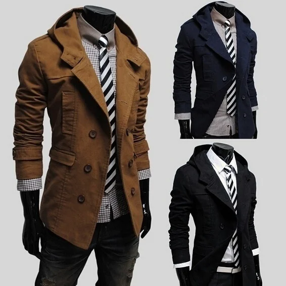 New Men's Fashion Hot Double-breasted Design Hooded Leisure Slim Windbreaker Coat
New Men's Fashion Hot Double-breasted Design Hooded Leisure Slim Windbreaker Coat