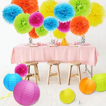 

20Pcs/Set Rainbow Color Tissue Pom Poms Hanging Paper Lanterns Honeycomb Ball for Carnival Birthday Baby Shower Party Backdrop