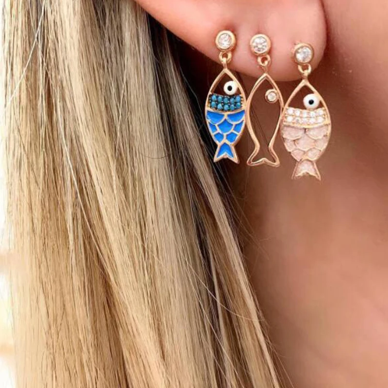 Tocona 3 Pcs/ Set Cute Colorful Fish Hollow Crystal Gem Drop Earrings For Women Trend Creative Geometric Party Jewelry C09207
Tocona 3 Pcs/ Set Cute Colorful Fish Hollow Crystal Gem Drop Earrings For Women Trend Creative Geometric Party Jewelry C09207