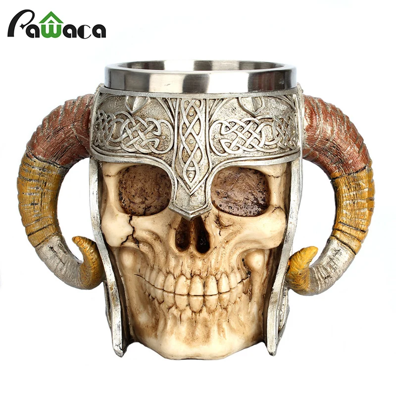 Stainless Steel 3D Skull Mugs Coffee Tea Bottle Mug Viking Horned Demon Skull mug Beer Stein Tankard
Stainless Steel 3D Skull Mugs Coffee Tea Bottle Mug Viking Horned Demon Skull mug Beer Stein Tankard