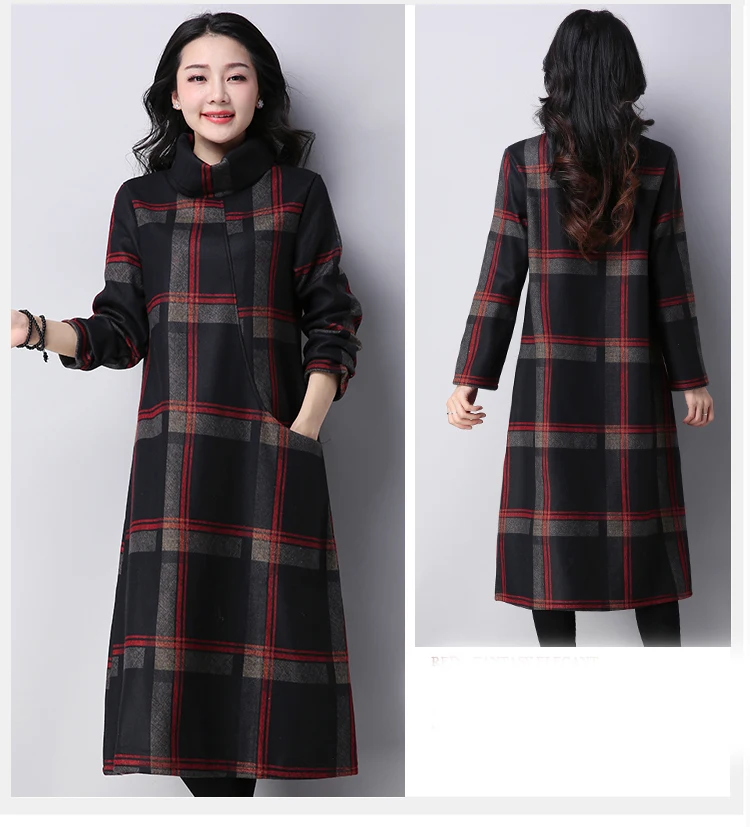 Vintage Wool Piaid Mid-Long Jumper Dress Oversized Turtleneck Long Sleeve Winter Retro Checkered Loose Tunic Dresses
Vintage Wool Piaid Mid-Long Jumper Dress Oversized Turtleneck Long Sleeve Winter Retro Checkered Loose Tunic Dresses