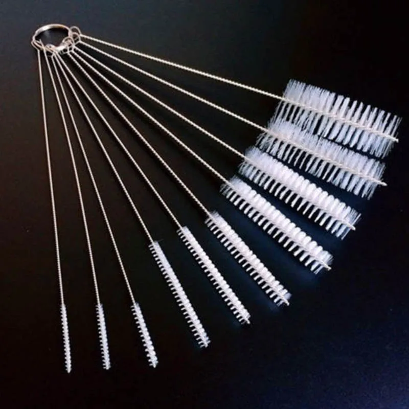 HOT 10pcs Nylon Brushes Set Stainless steel Rod for Drinking Straws Glasses Keyboards Cleaning NDS66 | Дом и сад