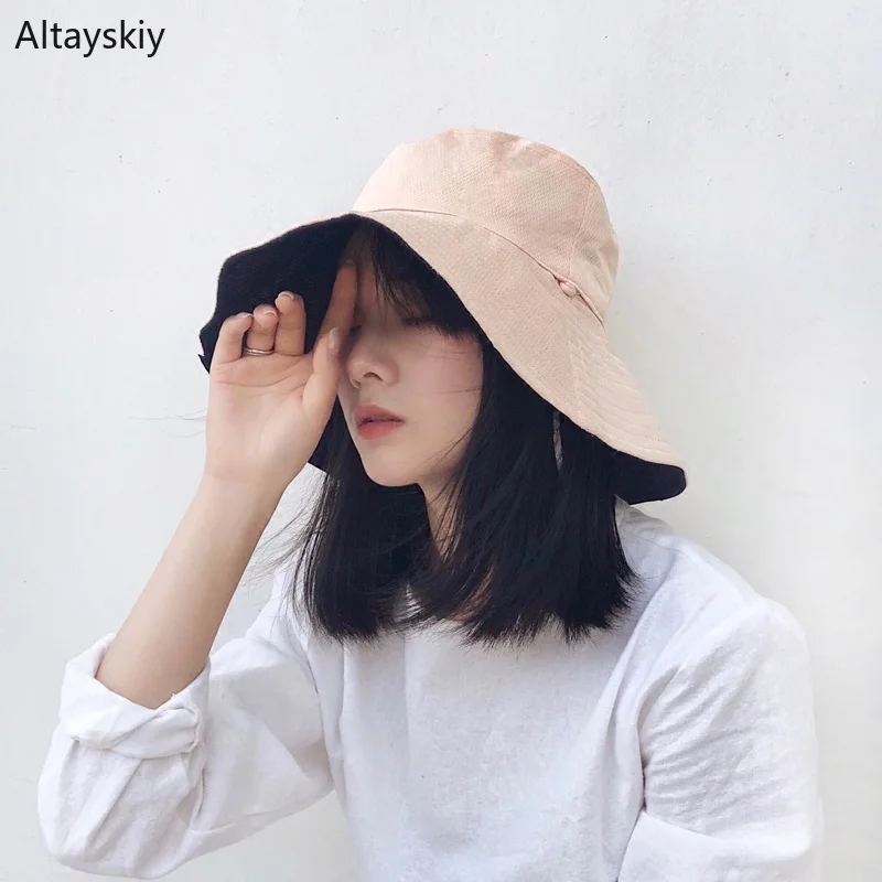 Bucket Hats Women Solid Colour Double-sided Simple All-match Japanese Style Elegant Ladies Hat Womens Summer Trendy Hat Chic
Bucket Hats Women Solid Colour Double-sided Simple All-match Japanese Style Elegant Ladies Hat Womens Summer Trendy Hat Chic