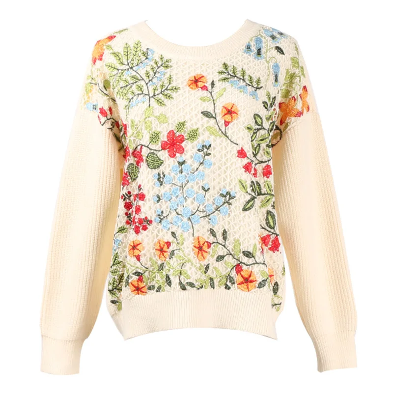 Autumn Winter Sweaters Women Gridding Flower Embroidered Luxury Runway Fashion Knitted Sweater Casual Pullover Tops Fashion New
Autumn Winter Sweaters Women Gridding Flower Embroidered Luxury Runway Fashion Knitted Sweater Casual Pullover Tops Fashion New