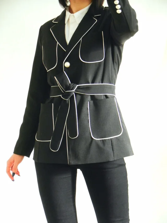 Autumn Leisure Golden Button Black White Edge Fasten Strip Women Office Lady Female High End Suit Jacket
Autumn Leisure Golden Button Black White Edge Fasten Strip Women Office Lady Female High End Suit Jacket