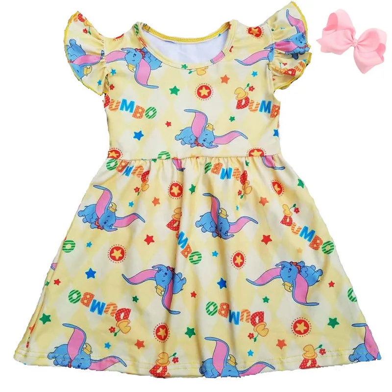 Summer Children Girls Dress Yellow Elephant Print Kids Dumbo Short Sleeve Clothing Elephant Boutique Milksilk Dress with Bow
Summer Children Girls Dress Yellow Elephant Print Kids Dumbo Short Sleeve Clothing Elephant Boutique Milksilk Dress with Bow