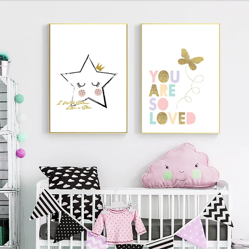 Nordic Style Kids Decoration Gold Butterfly Cartoon Stars Pink Posters And Prints Girl Room Wall Art Canvas Painting Unframed
Nordic Style Kids Decoration Gold Butterfly Cartoon Stars Pink Posters And Prints Girl Room Wall Art Canvas Painting Unframed