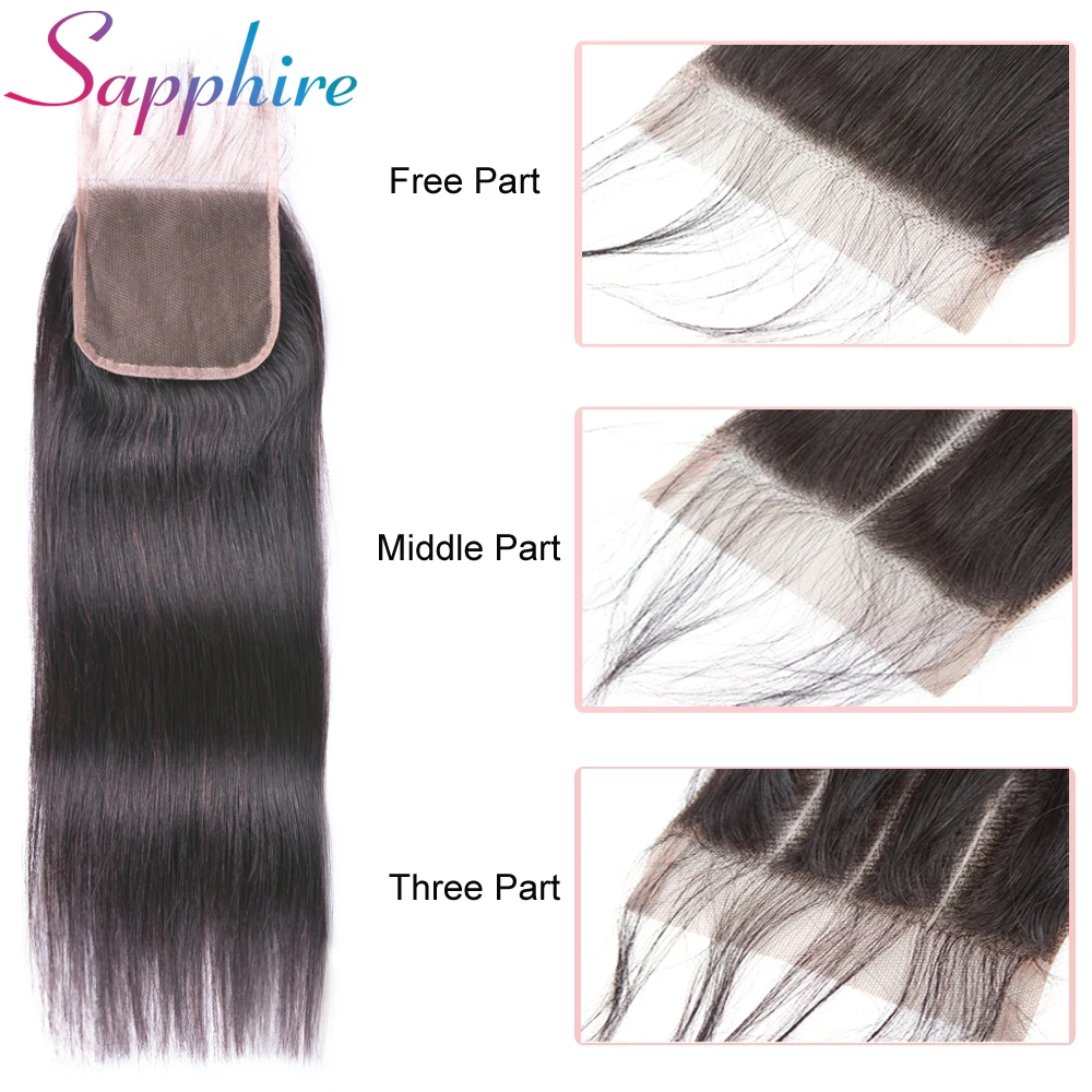 Sapphire Lace Closure Brazilian Human Hair Bundles Closure Free Middle Three Part Top Closure With Baby Hair With Closure Your Source