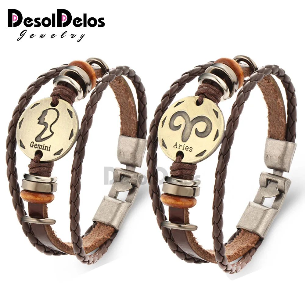 12 Constellations Bracelets Leather Charm Bracelet Braided Chain Cuff Bangle Women Men Silver Color Wristbands Jewelry
12 Constellations Bracelets Leather Charm Bracelet Braided Chain Cuff Bangle Women Men Silver Color Wristbands Jewelry