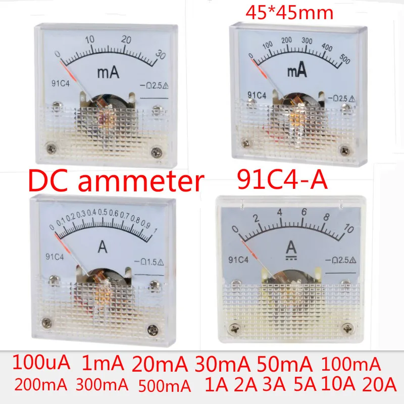 91C4-A 1A 2A 3A 5A 15A 20A 30mA 500mA 50mA Analog Current Panel Meter DC 10A Ammeter for Circuit Testing Ampere Tester Gauge
91C4-A 1A 2A 3A 5A 15A 20A 30mA 500mA 50mA Analog Current Panel Meter DC 10A Ammeter for Circuit Testing Ampere Tester Gauge