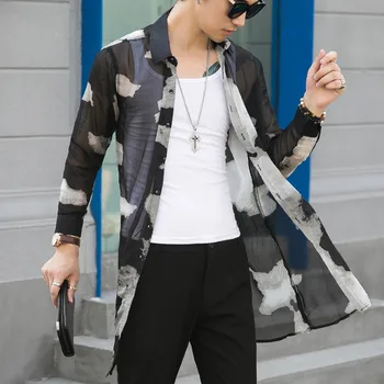 Autumn New Shirt Men Loose Transparent Mens Casual Shirts Long Sleeve Digital Print Streetwear Long Shirt Dress Men Clothes 2019
Autumn New Shirt Men Loose Transparent Mens Casual Shirts Long Sleeve Digital Print Streetwear Long Shirt Dress Men Clothes 2019