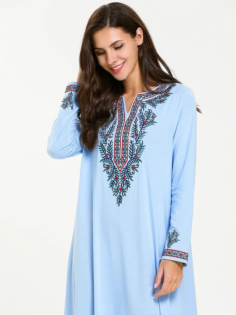 Ramadan Moroccan Kaftan Blue Long Dres Embroidery Full Length Robe Fashion Muslim Arabic Caftan Comfortable 7721
Ramadan Moroccan Kaftan Blue Long Dres Embroidery Full Length Robe Fashion Muslim Arabic Caftan Comfortable 7721