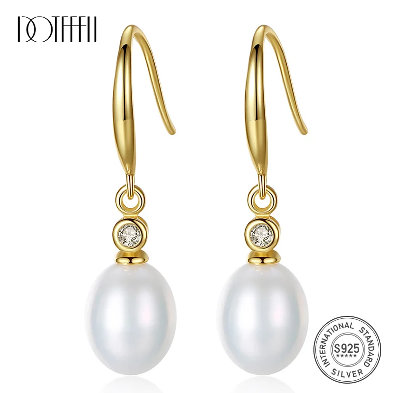 DOTEFFIL Drop Earrings Genuine Natural Freshwater Pearl 925 Sterling Silver Gilt Earrings Pearl Jewelry Women Wedding/Party Gift
DOTEFFIL Drop Earrings Genuine Natural Freshwater Pearl 925 Sterling Silver Gilt Earrings Pearl Jewelry Women Wedding/Party Gift