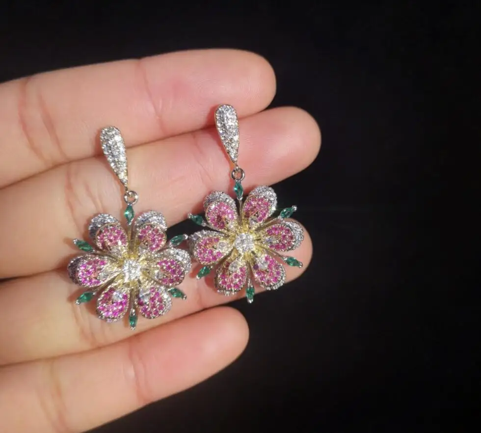 CSxjd Luxury fashion Earrings Silver Needle Rose Camellia Colored Zircon Pearl Earrings
CSxjd Luxury fashion Earrings Silver Needle Rose Camellia Colored Zircon Pearl Earrings
