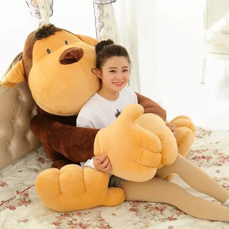 Фото Высококачественная плюшевая коричневая обезьянка Размером 150 см подушка для