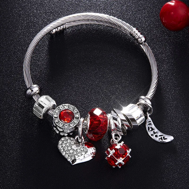 RAVIMOUR Love Heart DIY Bracelet Crystal Bead Charms Bracelets & Bangles Fashion Indian Jewelry Steel Chain Wristband Brand Gift
RAVIMOUR Love Heart DIY Bracelet Crystal Bead Charms Bracelets & Bangles Fashion Indian Jewelry Steel Chain Wristband Brand Gift