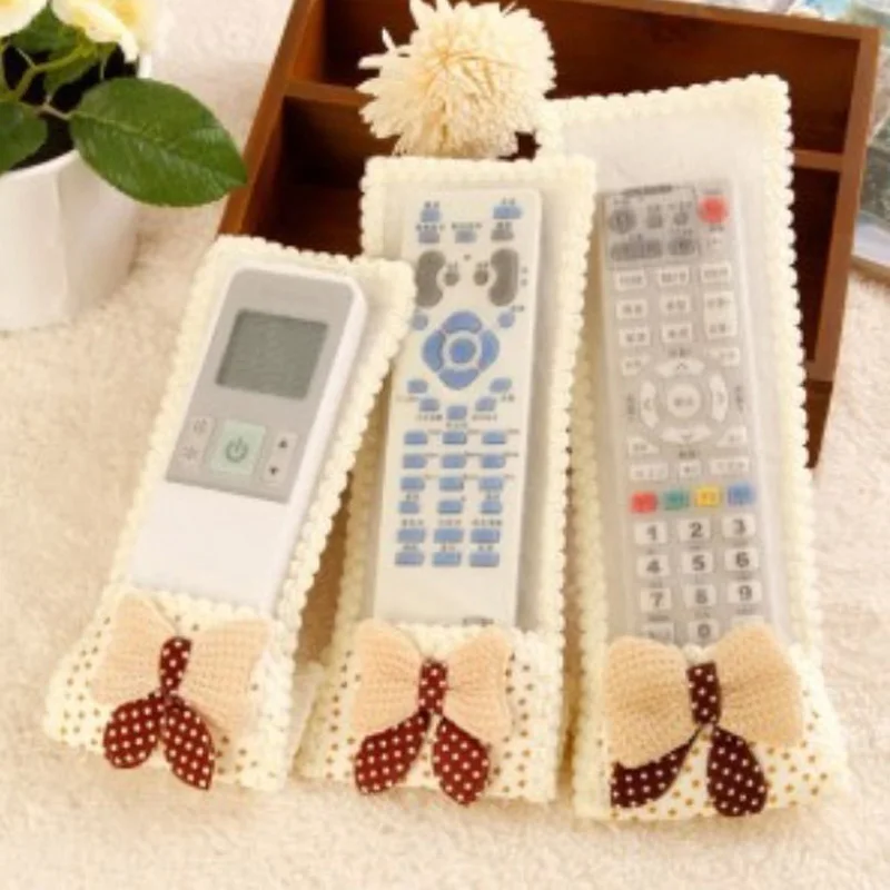 TV Air Conditioning Remote Control Case Cover Bowknot Lace Cover Greaseproof Anti-Dust Bowknot Mini Cover Bags