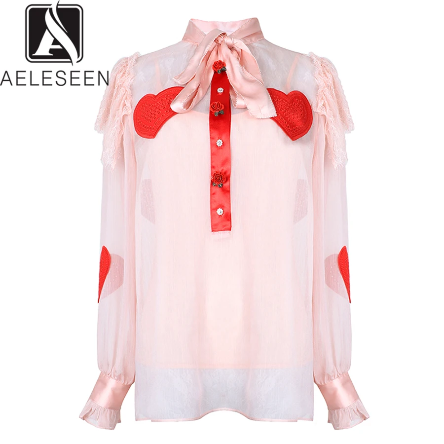 AELESEEN High Quality Fashion Blouse 2019 Summer Women OL Pink / Black Lace Patchwork Bow Heart Embroidery 3D Casual Blouse
AELESEEN High Quality Fashion Blouse 2019 Summer Women OL Pink / Black Lace Patchwork Bow Heart Embroidery 3D Casual Blouse