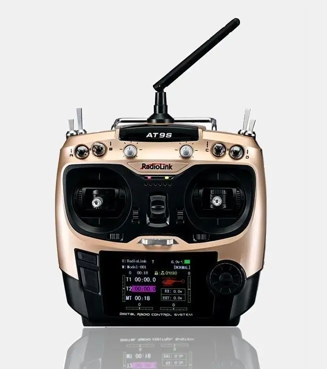 AT9S Gold Radiolink AT9 Upgraded Version with R9DS Receiver Remote Control DSSS FHSS Double Spreading for Drone Helicopter
AT9S Gold Radiolink AT9 Upgraded Version with R9DS Receiver Remote Control DSSS FHSS Double Spreading for Drone Helicopter