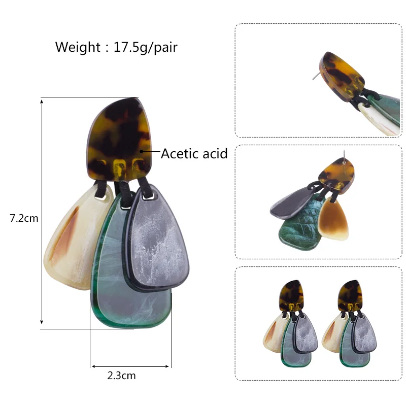 Trendy Fashion Acetate Resin Drop Earrings for Women Big Long Geometric Acetic Acid Dangling Acrylic Earring Dangle New Jewelry (5)