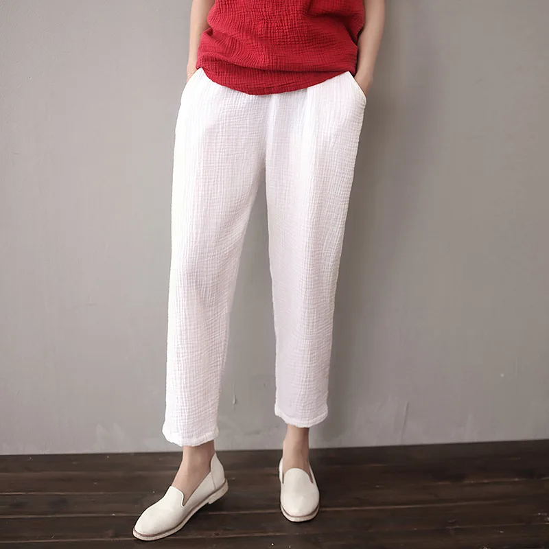 Female casual pants loose solid color elastic waist straight trousers cotton linen breathable and comfortbale pantalon
Female casual pants loose solid color elastic waist straight trousers cotton linen breathable and comfortbale pantalon