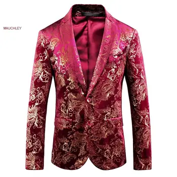 Men Stage Blazers Heren Sequin Blazer Mens Rose Gold Printed Jacket Slim Fit Prom Dress Jacket 5XL Large Size Clothes Man 2019
Men Stage Blazers Heren Sequin Blazer Mens Rose Gold Printed Jacket Slim Fit Prom Dress Jacket 5XL Large Size Clothes Man 2019