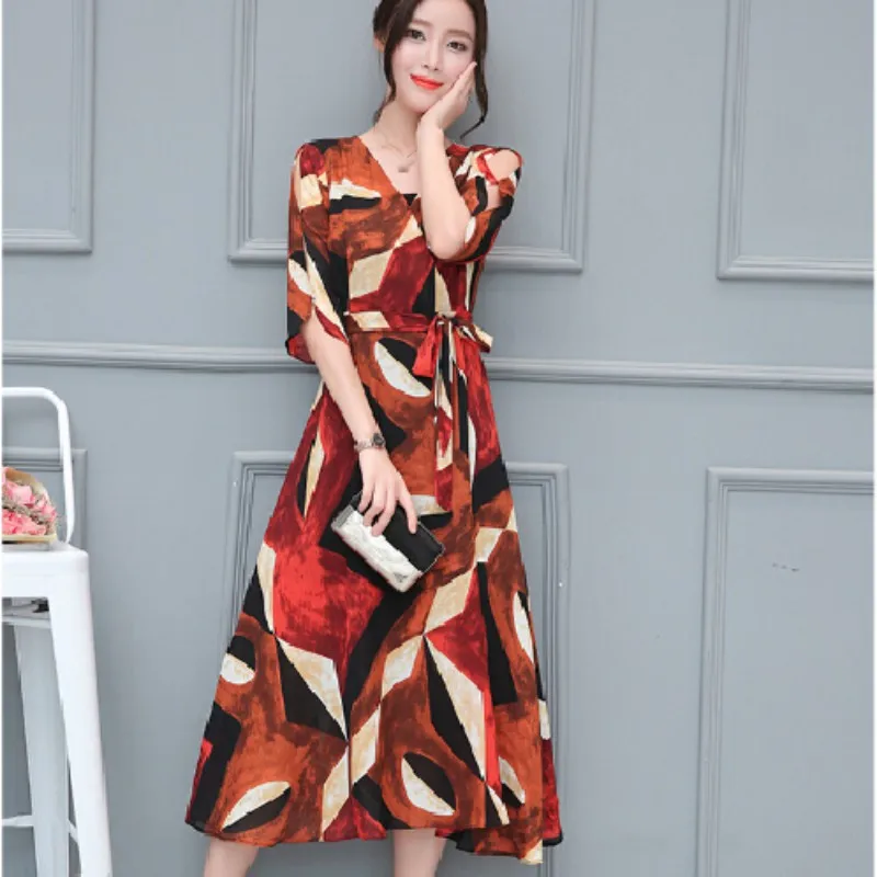 Women Casual Dress Multicolor V Neck High Waist A Line Dress Random Florals Wrap Dress Green Red Vestidos
Women Casual Dress Multicolor V Neck High Waist A Line Dress Random Florals Wrap Dress Green Red Vestidos