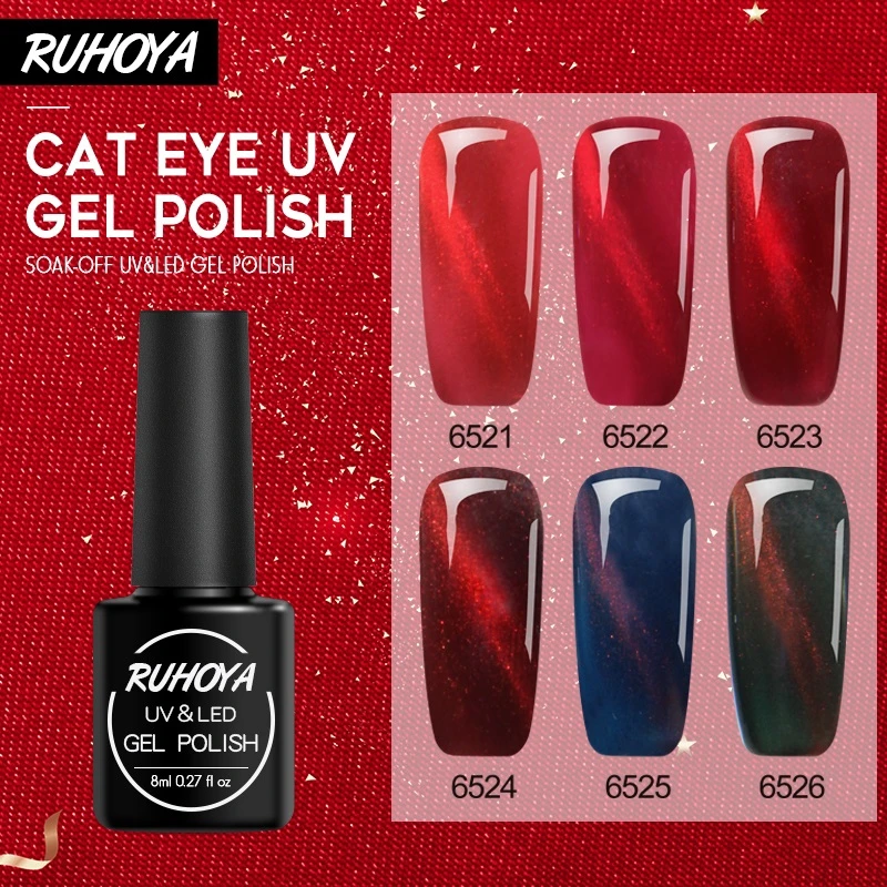 Ruhoya Shine 3D Магнитный кошачий глаз УФ гель лак для ногтей эмаль Полупостоянный