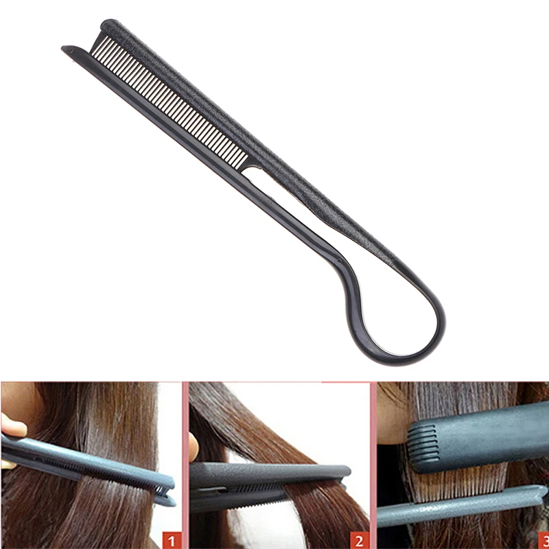 

1PC DIY Styling Combs Tool Haircut Straightening V Shape Black Color Comb Clip-Type Hairdressing Hair Straightener