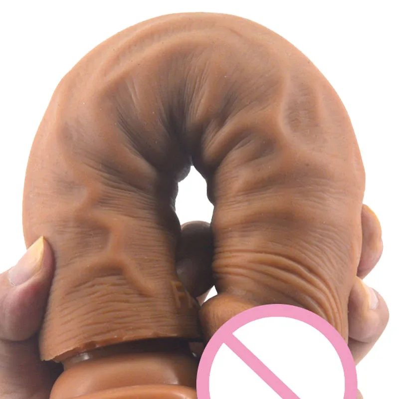 Double layer silicone dildo Realistic glans Suction Cup high elasticity Sexy Toy For Woman Faak Insert Vagina Soft comfortable
