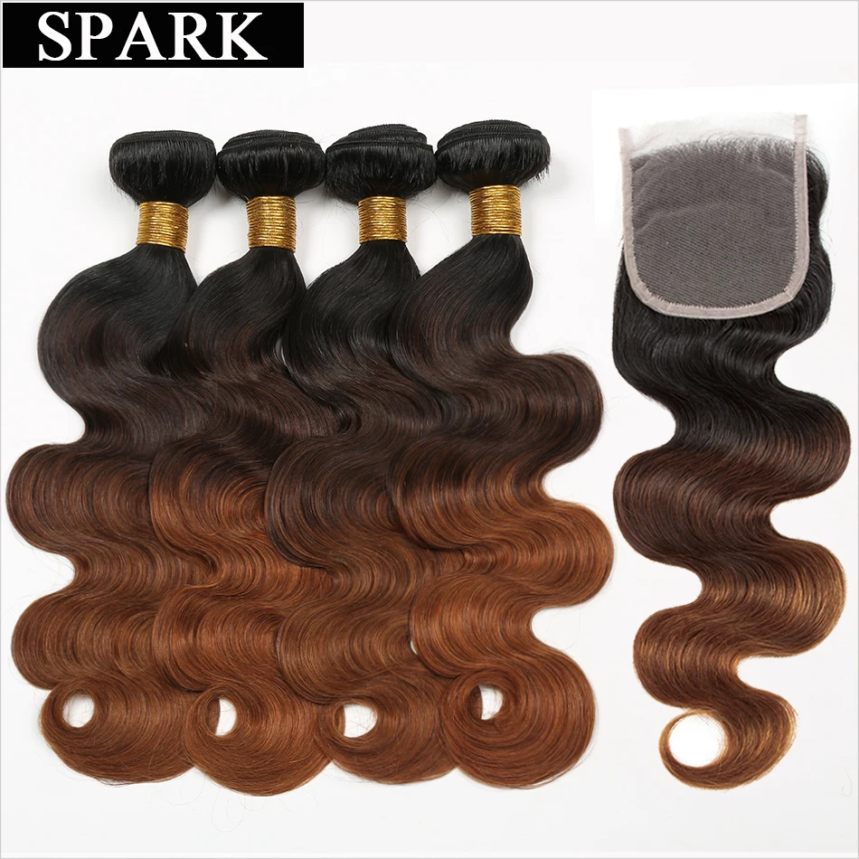 Spark Remy Hair Weave 1B/4/30 Ombre Malaysian Body Wave Human Hair Bundles with Lace Closure 3/4 Bundles with Closure Free Part
Spark Remy Hair Weave 1B/4/30 Ombre Malaysian Body Wave Human Hair Bundles with Lace Closure 3/4 Bundles with Closure Free Part