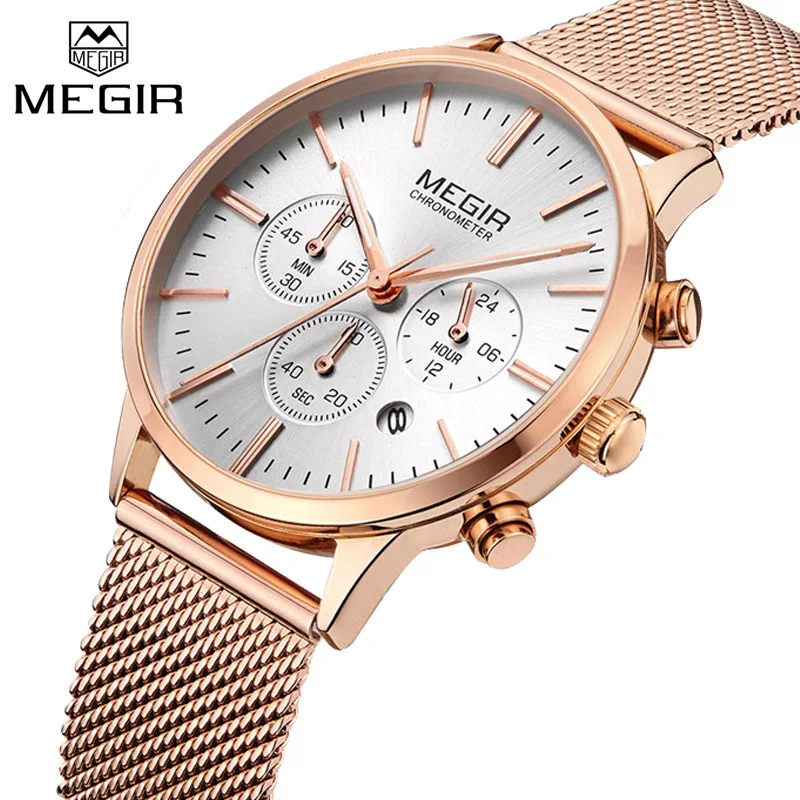 MEGIR Date Chronograph Women Watch Top Luxury Brand Lover Female Clocks Mesh Steel Classic Lady Watches Dress Business Clock Box
MEGIR Date Chronograph Women Watch Top Luxury Brand Lover Female Clocks Mesh Steel Classic Lady Watches Dress Business Clock Box