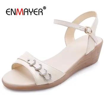 ENMAYER Genuine Leather Basic Women Sandals Wedge Shoes for Women Casual Buckle Strap Women Shoes Size 34-40 LY1427
ENMAYER Genuine Leather Basic Women Sandals Wedge Shoes for Women Casual Buckle Strap Women Shoes Size 34-40 LY1427