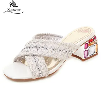 Sgesvier 2019 Newest sandals women Weaving summer slipper outside crystal high heels sandals fashion party wedding shoes woman
Sgesvier 2019 Newest sandals women Weaving summer slipper outside crystal high heels sandals fashion party wedding shoes woman