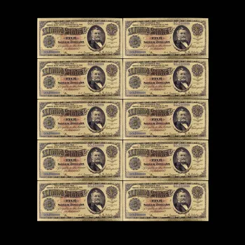 10PCS/SET 5 USD Gold Plated Banknote Home Decor Collectible Colorful Paper Money Fake Money Quality Gold Banknote for Collection
10PCS/SET 5 USD Gold Plated Banknote Home Decor Collectible Colorful Paper Money Fake Money Quality Gold Banknote for Collection