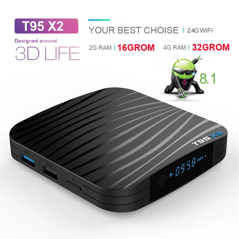 New T95X2 TV Box Android 8.1 Amlogic S905X2 Quad core Smart TV Box 2G/16GB 4G/32GB 2.4G Wifi TV BOX PK X96Max
New T95X2 TV Box Android 8.1 Amlogic S905X2 Quad core Smart TV Box 2G/16GB 4G/32GB 2.4G Wifi TV BOX PK X96Max
