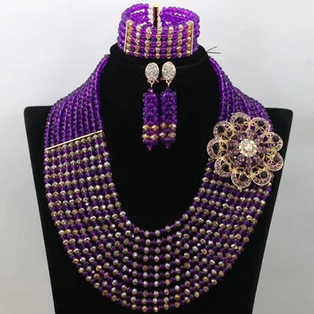 Gorgous Nigerian Fashion Beads African Purple Jewelry Set Dubai Gold Crystal Necklace Earrings Bracelet Set Free Shipping WA617
Gorgous Nigerian Fashion Beads African Purple Jewelry Set Dubai Gold Crystal Necklace Earrings Bracelet Set Free Shipping WA617