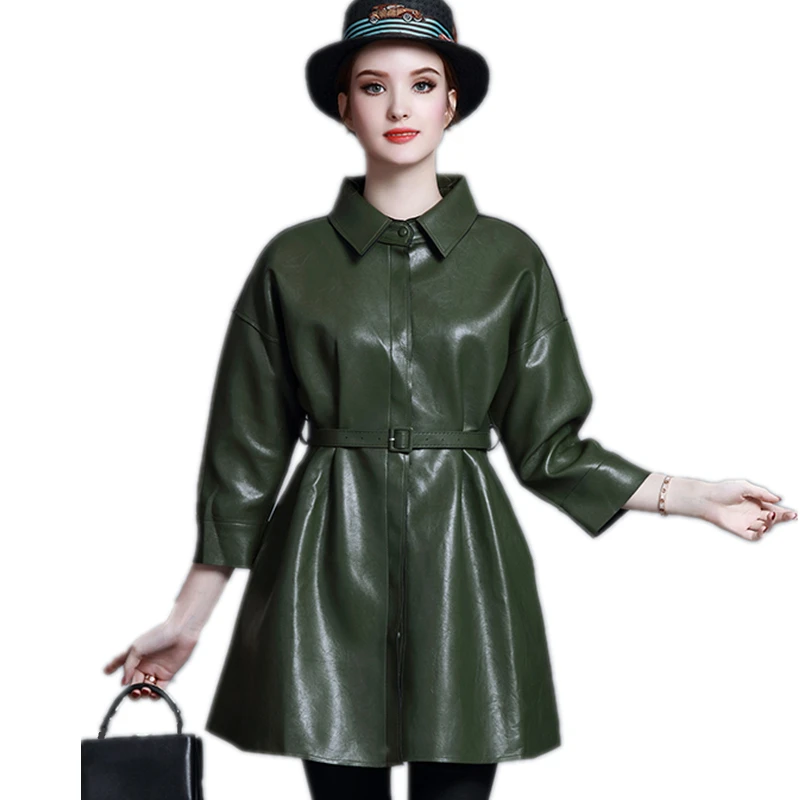High-quality Spring Autumn Women Long PU Coat New 2019 Fashion Slim Female Turn-down Collar Leather Jacket (Give Belt) SUN115
High-quality Spring Autumn Women Long PU Coat New 2019 Fashion Slim Female Turn-down Collar Leather Jacket (Give Belt) SUN115
