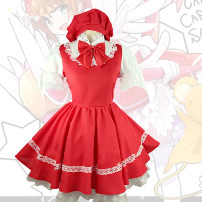 Anime Cardcaptor Sakura Cos KINOMOTO SAKURA Cosplay Female Cartoon Halloween Party Red White Battle Suit Costume Dress+Hat+Sock
Anime Cardcaptor Sakura Cos KINOMOTO SAKURA Cosplay Female Cartoon Halloween Party Red White Battle Suit Costume Dress+Hat+Sock