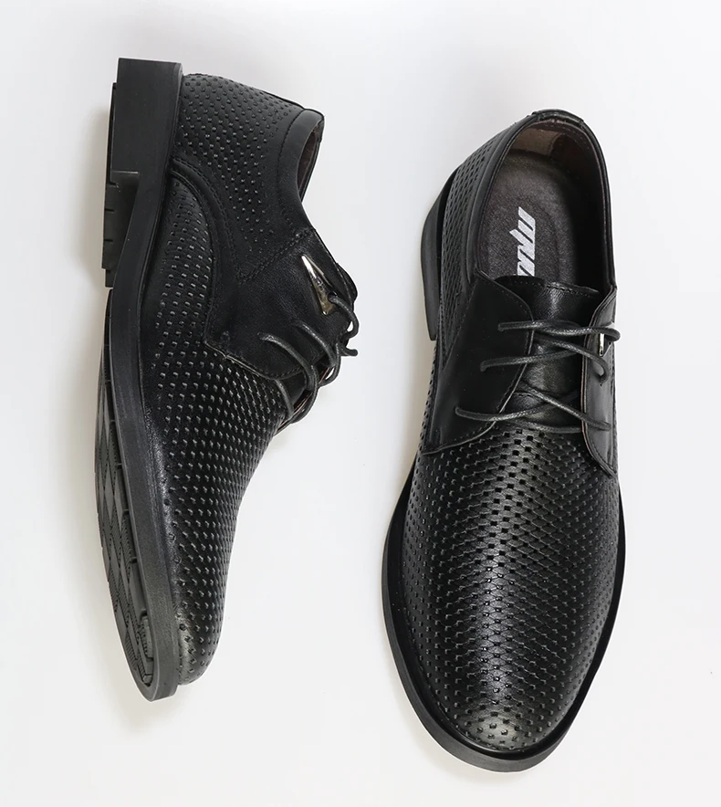 Plus size 38-47 Genuine Leather Shoes Men Oxford Breathable Hollow-out Dress Shoes Business Men Shoes Summer Formal Shoes 25