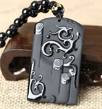 free shipping 100% Natural Black Obsidian Carved Dragon Phoenix Lucky Pendant + Beads Necklace
free shipping 100% Natural Black Obsidian Carved Dragon Phoenix Lucky Pendant + Beads Necklace